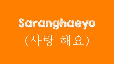 saranghaeyo meaning|saranghae pronunciation.